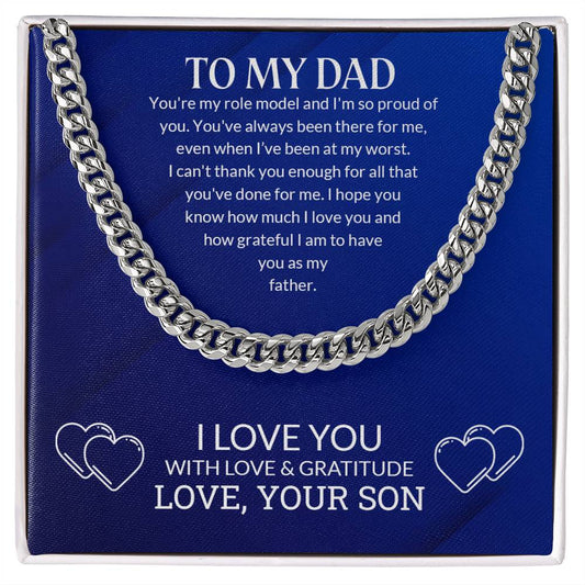 To My Dad | I Love You - Cuban Link Chain